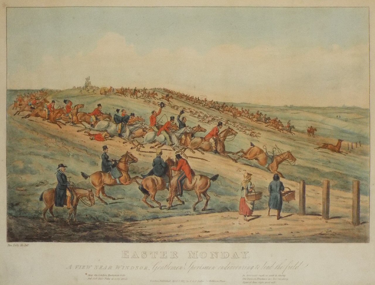 Soft-ground Etching - Easter Monday. A View near Windsor, Gentlemen Sportsmen endeavouring to lead the field.